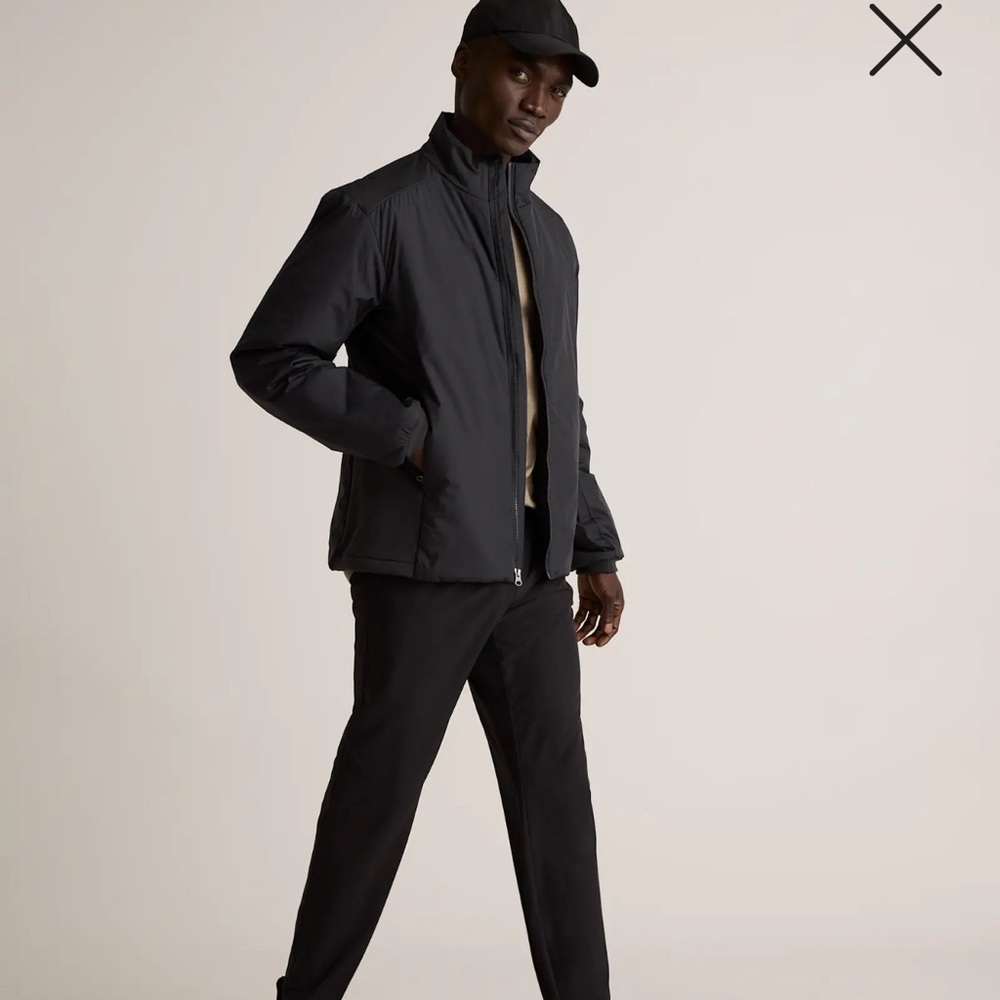 Quince Black Windbreaker Jacket with High Collar and Matte Finish - Picture 2 of 7